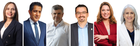 Yara Jiménez (PS), Nogui Acosta (PS), Álvaro Ramírez(PLN), José Maria Villalta (FA), Claudia Dobles (CAC) y Abril Gordienko (PUSC) (de izq a der).